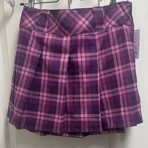 NWT Plaid Purple Pink Skirt Size M